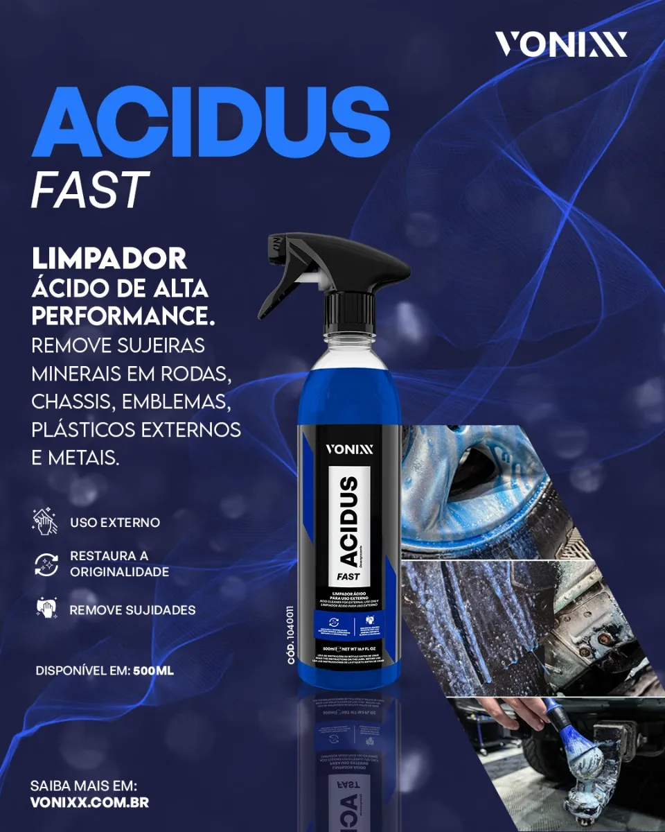Acidus Fast Vonixx Limpieza Ácida Ruedas Chasis Auto Detail 500 ML - Imagen 2